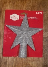 NWT Silver Glitter Mini Star Christmas Tree Topper Single Sided 5 In Walmart