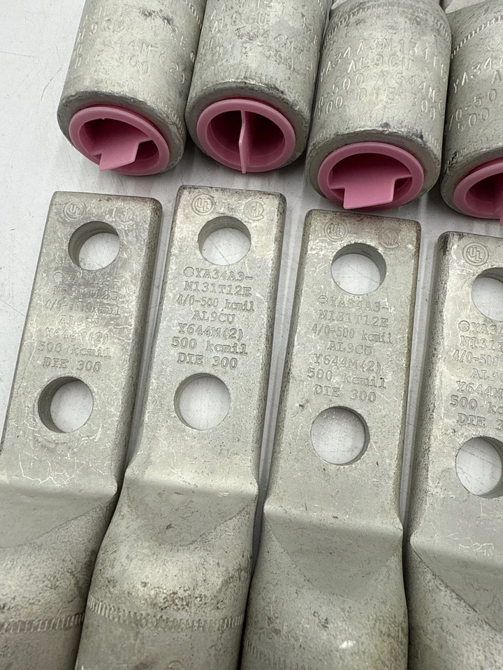 10PC Burndy YA34A3N131T12E Compression Lug 500kcmil 2 Hole 4/0-500 AL9CU - Image 2 of 4