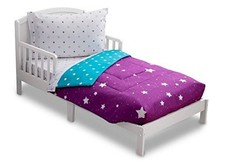 4 Piece Toddler Bedding Set for Girls - Reversible 2-in-1 Starry Night