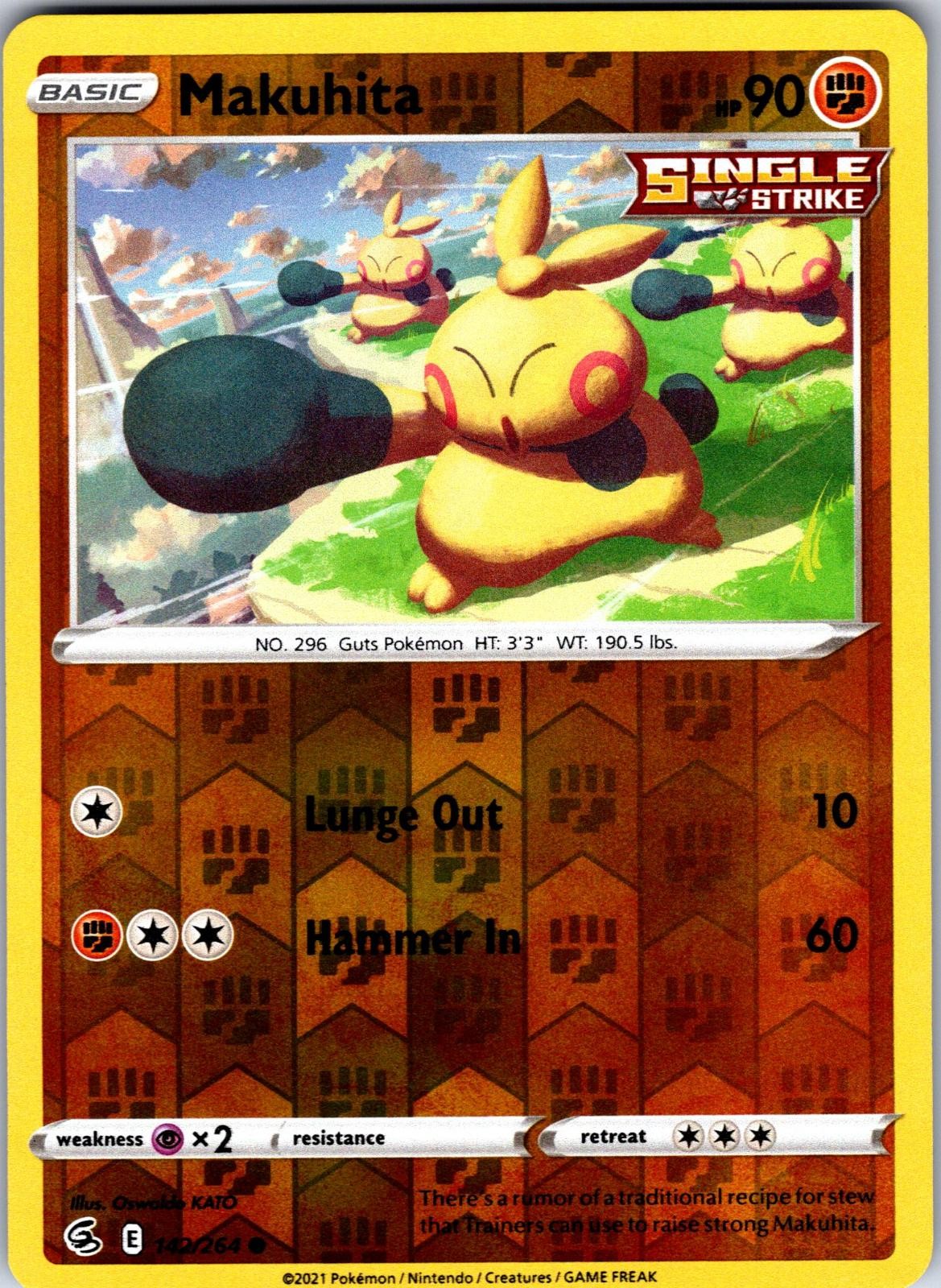 Makuhita 142/264 Common Fusion Strike Pokemon Reverse Holo Near Mint