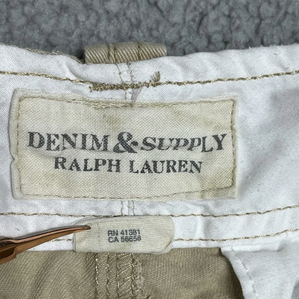 Denim & Supply Ralph Lauren Cargo Shorts Mens Size 32 Khaki RL Flag Flap Pockets - Image 4 of 4