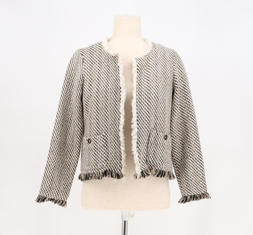 SPARTINA 449 $158 Lettie Tweed Open Front Jacket Ivory Black Size S - Picture 1 of 6