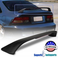 Fits 1996-2000 Civic T-r Style Matte Black Rear Trunk Spoiler Wing W Led Brake