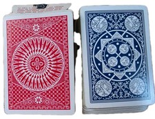Tally-Ho Fan and Circle Back Vintage Red and Blue Playing Cards READ DESCRIPTION