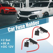 2 Set DC 12V 8 Gauge Car ATC Blade Style Inline Fuse Holder with 80A Fuse