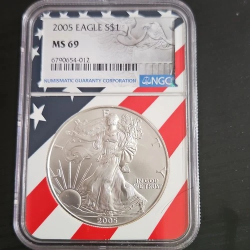 US Mint American Eagle 2005 1 oz Silver Coin NGC MS 69 Certified