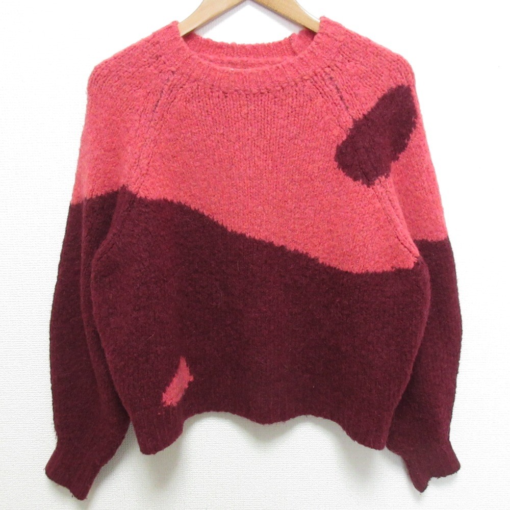 Paloma Wool Two-Tone Wool Knit Sweater in Pink and Red Women USED