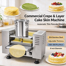 Commercial Automatic 8" Mille Crepe Cake Machine Egg Skin Crepe Skin Maker 110V