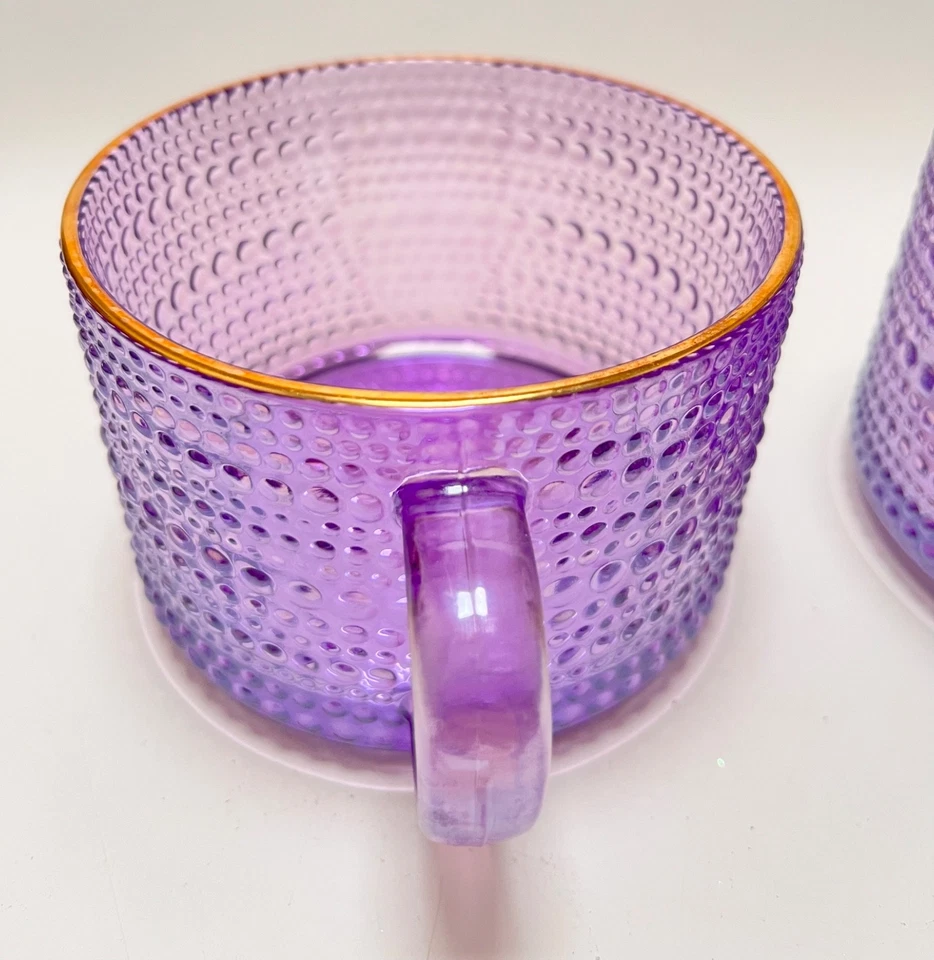 Cupcakes y Cachemira Juego de 2 Piezas Púrpura Hobnail Taza de Café de Gran Tamaño Taza 3"x4" Foto 4 de 4