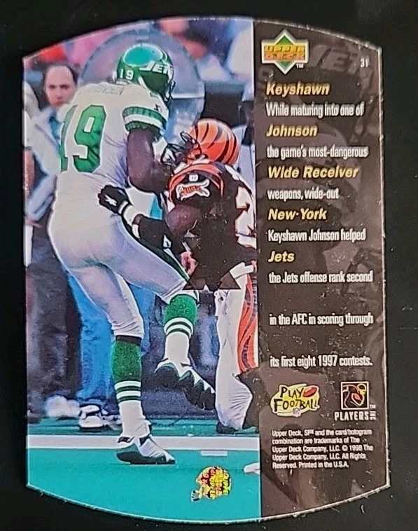 1998 Upper Deck SPx Keyshawn Johnson Gold Card #31 New York Jets - Image 2 of 2
