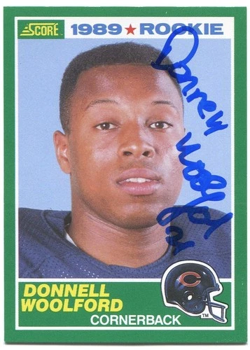 DONNELL WOOLFORD Signed Chicago Bears 1989 Score Rookie Card #247 COA Clemson