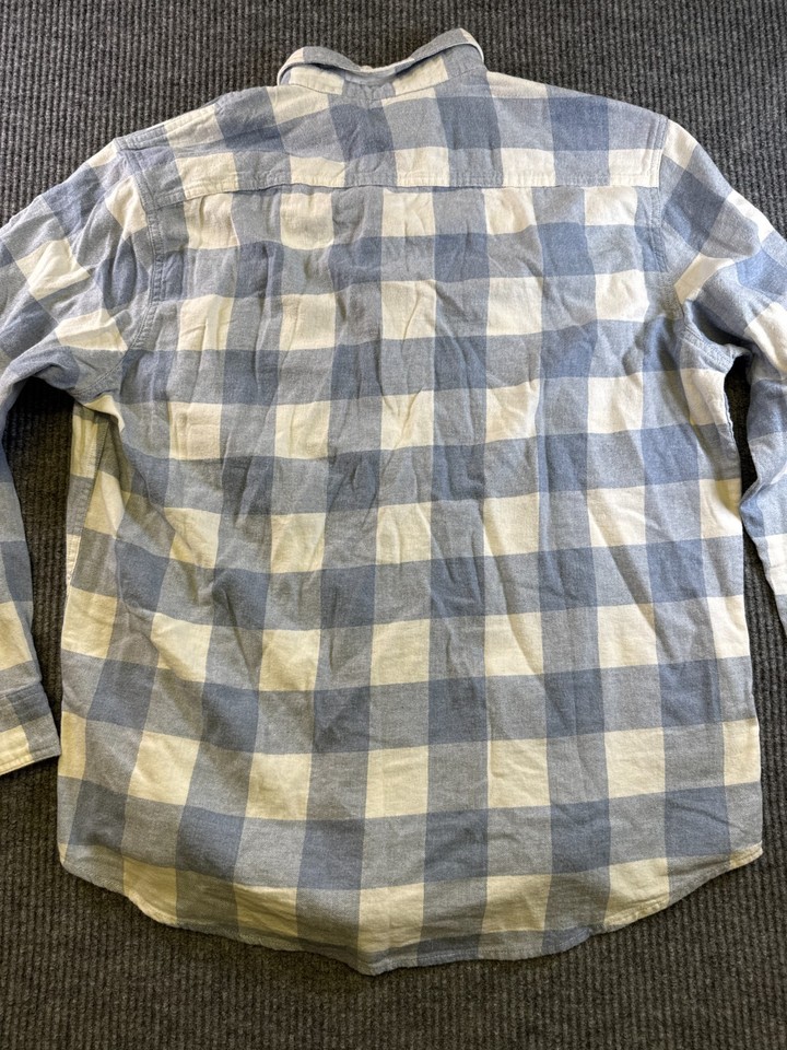 Sonoma Mens XL Blue Plaid Flannel Shirt Button Front Cotton Super Soft ...