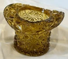 Vintage Fenton Amber Daisy And Button Top Hat Toothpick Holder 3 Inch Mint