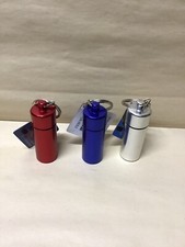 Key Chain Aluminum Travel Pill Box Holder, 3 pack, assorted colors.