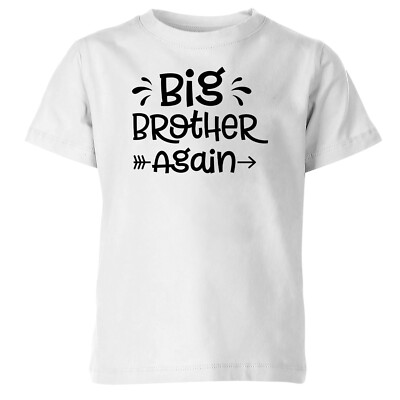 Big Brother Big Sister Again Kinder T-Shirt Geschwister Jungen Mädchen Ankündigung Tee