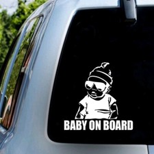 Baby on board Vinyl Decal Funny Car Truck Window Die cut Sticker White
