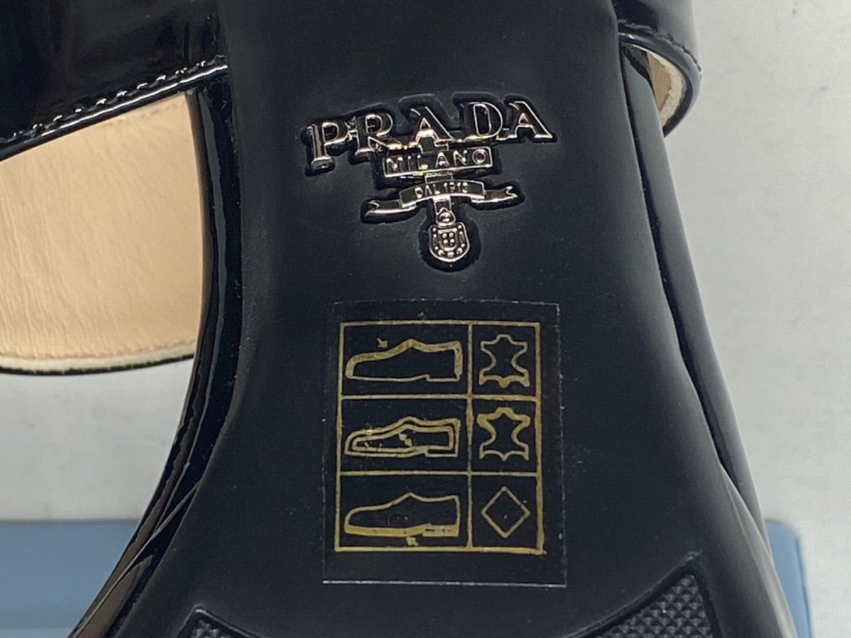 PRADA Slingback Platform Strappy Sandals 95mm Black Patent PRADA Slingback Platform Strappy Sandals 95mm Black Patent