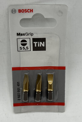 3x Bosch Schrauberbits Max Grip S 5,5, TIN, 25mm, Max Grip