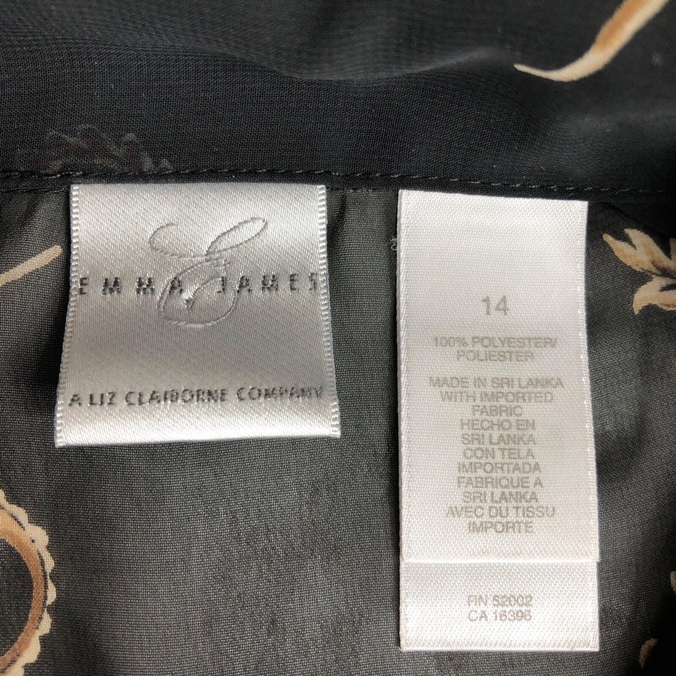 Vintage Y2K Emma James Top 14 Black Paisley Floral Sheer Button Boho Whimsigoth - Image 3 of 4