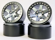 RC Truck Wheels 2.2 ALUMINUM RIMS Beadlock 6 Star -GUN METAL- (4 rims)