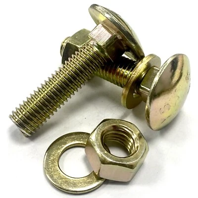 BOLT WORLD M8 COACH BOLTS CARRIAGE BOLT CUP SQUARE + NUTS & WASHERS YELLOW ZINC - DIN 603