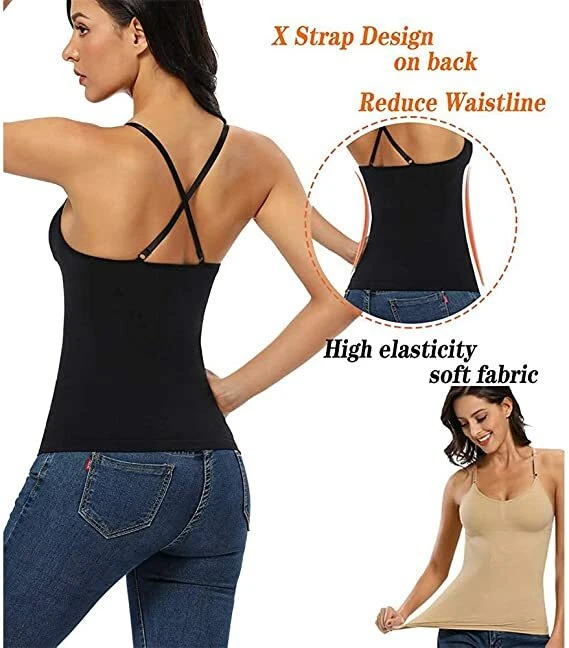 Camiseta sin mangas para mujer Cami capas largas informal básica camisola lisa Plus S-2XL Foto 4 de 4