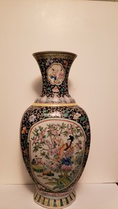 Vintage Chinese Famille verte Peranakan Straits Tongzhi mark but of PROC vase 