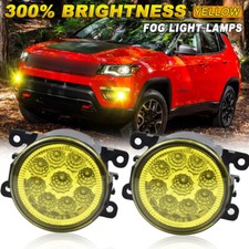 2pcs Yellow Front Bumper Fog Light Driving Lamps For 2017 2018-2020 Jeep Compass