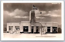 K11/ Waukegan Illinois RPPC Postcard c1930s Co-Op Gas Station Garage  313
