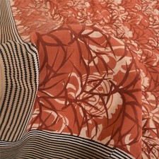 Sanskriti Vintage Saree Red Pure Crepe Silk Floral Printed Sari 5YD Craft Fabric