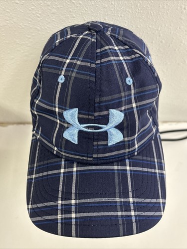 Under Armour Golf Hat Cap Blue Gray Plaid L/XL Fitted - Picture 2 of 9