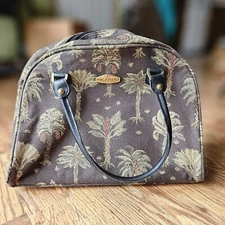 Vintage Ricardo Beverly Hills Palm Tree Tapestry Tote Overnight Bag Luggage 