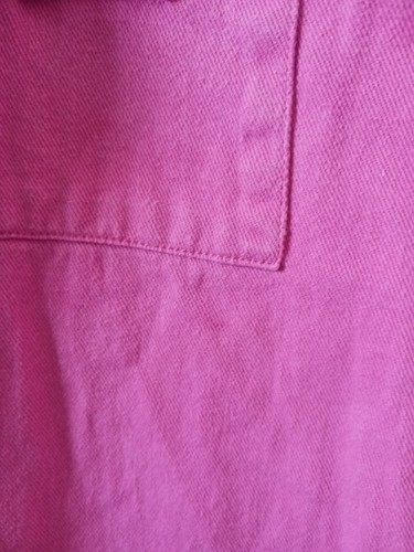 Pink Denim Romper Womens M Distressed Long Sleeve Playsuit Summer Stained - Picture 11 of 12