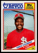 1988 Topps Revco League Leaders Vince Coleman #3 St. Louis Cardinals