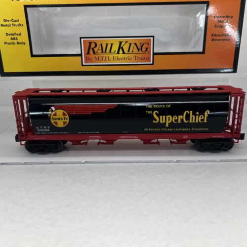 MTH RailKing 30-75721 Santa Fe Black Bonnet 4-Bay Cylindrical Hopper New O Rare - Picture 6 of 14