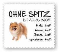 "Brillenputztuch - Spitz \"Alles Doof\" Pomeranian Displaytuch Hund Zwergspitz"