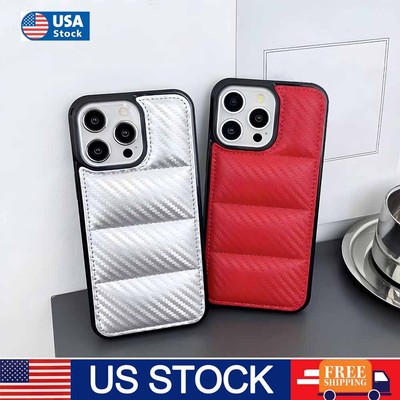 Phone Case For iPhone 15 Pro Max 14 13 12 11 Puffer Down Jacket Silicone Cover