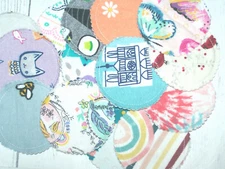 12 Cotton rounds, reusable Makeup Remover Pads,Washable ,assorted flannel prints