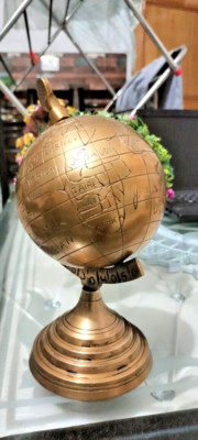 Antique 5'' Brass World Map Sphere Full Brass Globe Table Top Home Decor GIFT