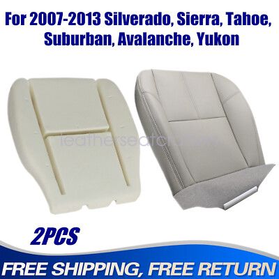 For 2007-2014 Chevy Silverado Sierra Driver Bottom Seat Cover+Foam Cushion Gray