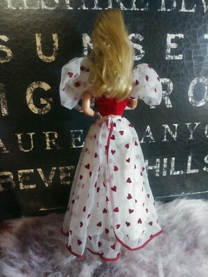 barbie with white dress and red hearts Barbie x Unique Vintage Red Hearts Loving You Swing Dress