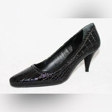 PRADA Cocco Lux Print Wo's 6 Eu 36.5 Black Croco Embossed Leather Pumps $975 NEW