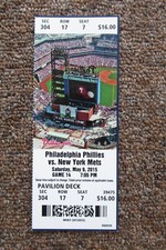 PHILADELPHIA PHILLIES VS NEW YORK METS 5/9/2015 FULL TICKET ~ JUAN LAGARES HR