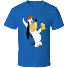 Droopy dog Cartoon Beer  T-shirt Blue Short Sleeve S to 5Xl XB37