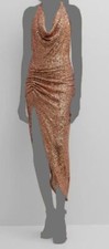 $600 In The Mood For Love Women Brown Sequin Halter Pauline Dress Size XL