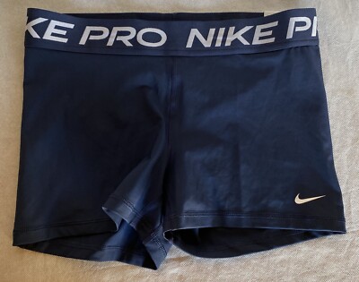 NIKE PRO Dri-Fit Size L Dark Blue Tight Fit 3  Training Shorts Women's NEW!