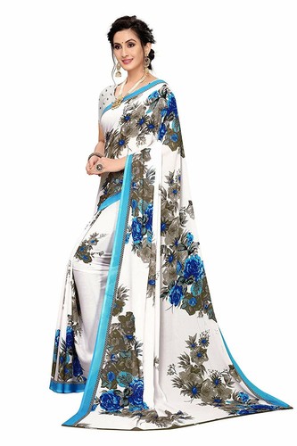 Sky Blue Saree With Blouse Piece 