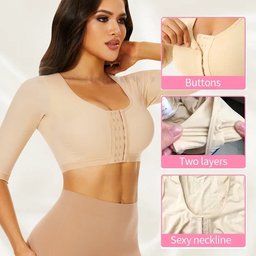 Women's Arm Shaper Post Surgery Compression Sleeves Slimming Fajas Arm Lipo Top - Picture 6 of 21