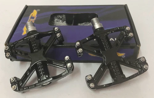 MTB / BMX Bicycle Bike Alloy Pedals 9/16 Flat-Platform Old School Black