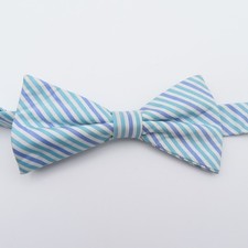 Wembley Bow Tie Polyester Blue Purple Sriped 2.5" Wide Pre Tied Seersucker